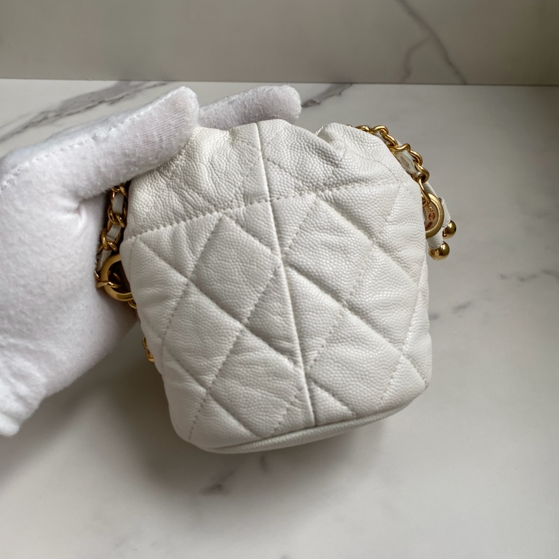 🎆迎新年只要$70000CHANEL 22K 白粒紋小牛皮斜背包 |神仙可愛|廢包當道|送禮送到心坎裡|保證正品|平台安心購鑒定-3