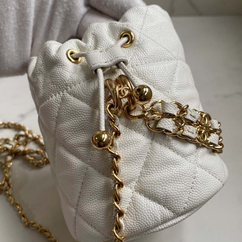 🎆迎新年只要$70000CHANEL 22K 白粒紋小牛皮斜背包 |神仙可愛|廢包當道|送禮送到心坎裡|保證正品|平台安心購鑒定-8