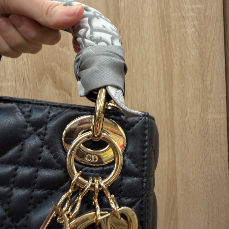 Dior 黑羊皮Lady Dior mini手提斜背黛妃包-2