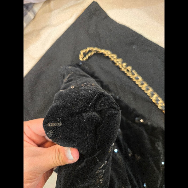 CHANEL 22 Bag 天鵝絨+CHANEL亮片(黑金)款-10