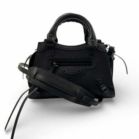 BALENCIAGA 巴黎世家 NEO CITY 迷你機車包 新款 皮革 黑色 黑釦 SO BLACK