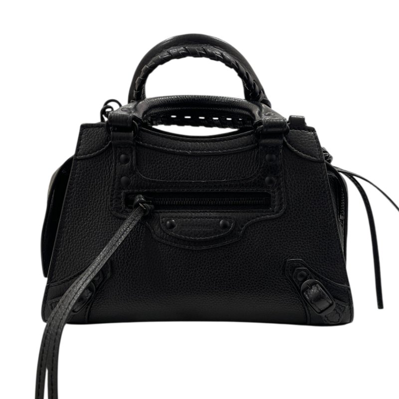 BALENCIAGA 巴黎世家 NEO CITY 迷你機車包 新款 皮革 黑色 黑釦 SO BLACK-1