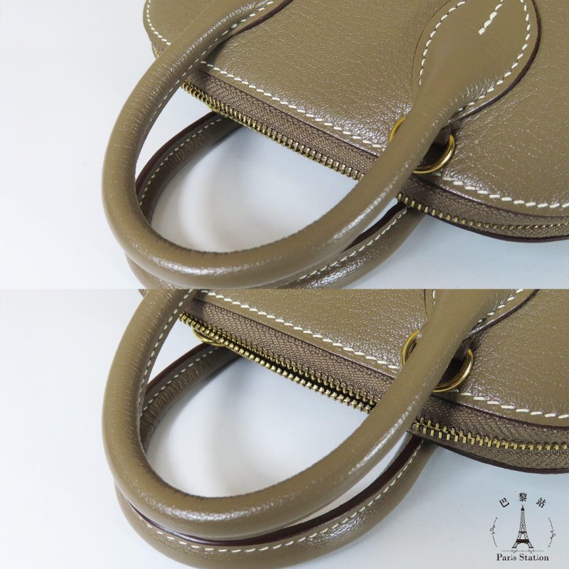 【巴黎站二手名牌專賣店】＊現貨＊HERMES 愛馬仕 真品＊B刻MINI BOLIDE大象灰牛皮金釦柏莉包 手提肩背斜背包-7