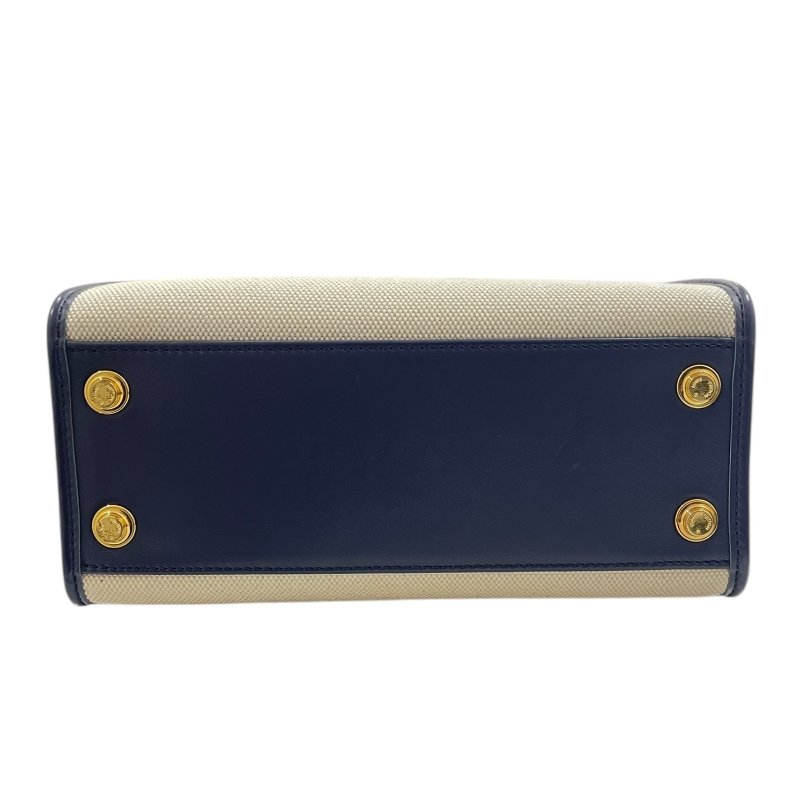 LOUIS VUITTON 路易威登 M22195 ON MY SIDE PM 帆布側背包 帆布/皮革 米色/深藍色 金釦-5
