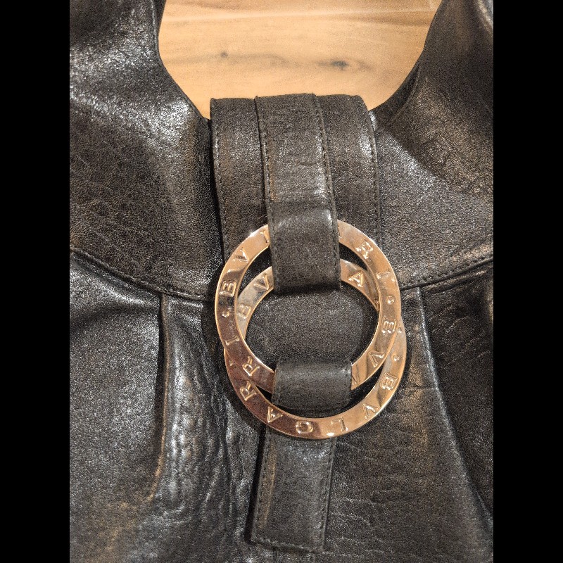 Bvlgari 寶格麗 Chandra 黑色皮革單肩包-2