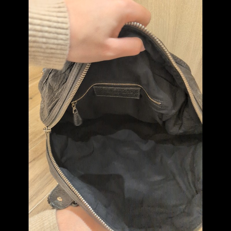 巴黎世家(Balenciaga) 炭灰色皮革GSH Sphere Hobo-8