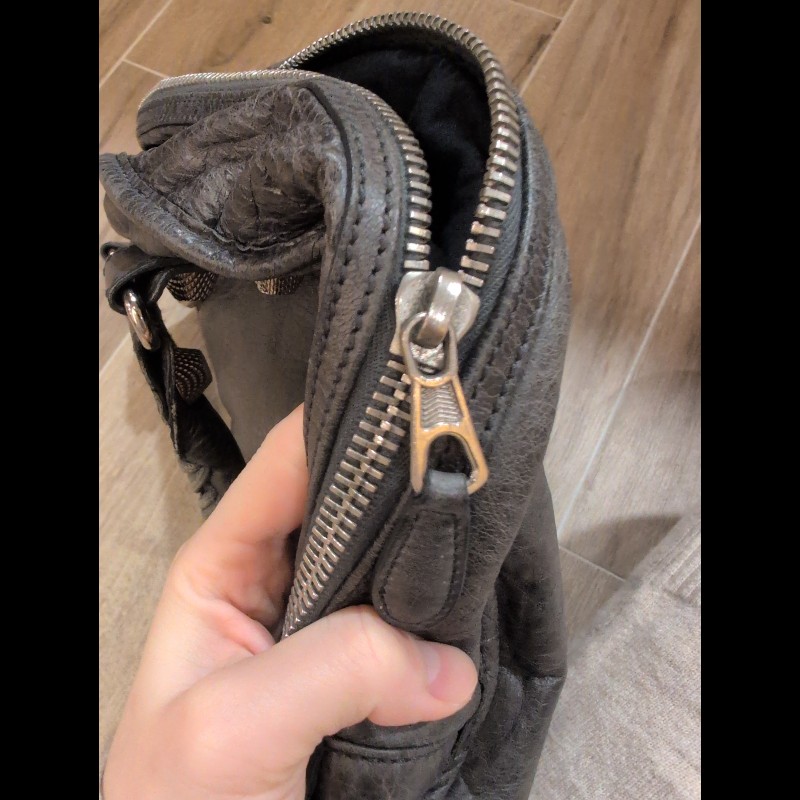 巴黎世家(Balenciaga) 炭灰色皮革GSH Sphere Hobo-10