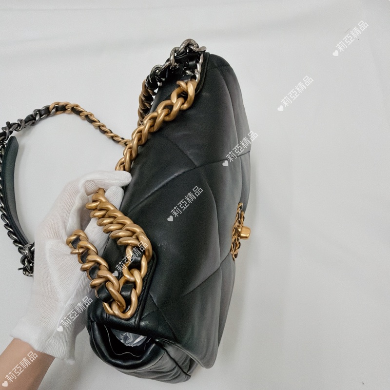 莉亞精品♡ Chanel 19bag黑金 二手美包-6