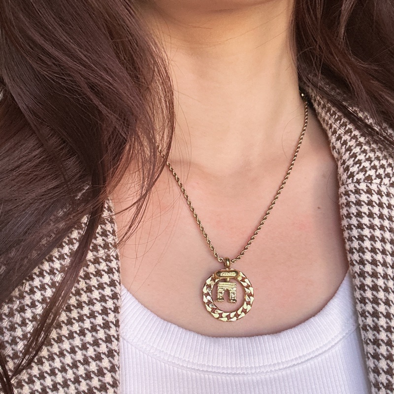 Celine 凱旋門立體吊墜 鍍金項鏈-2