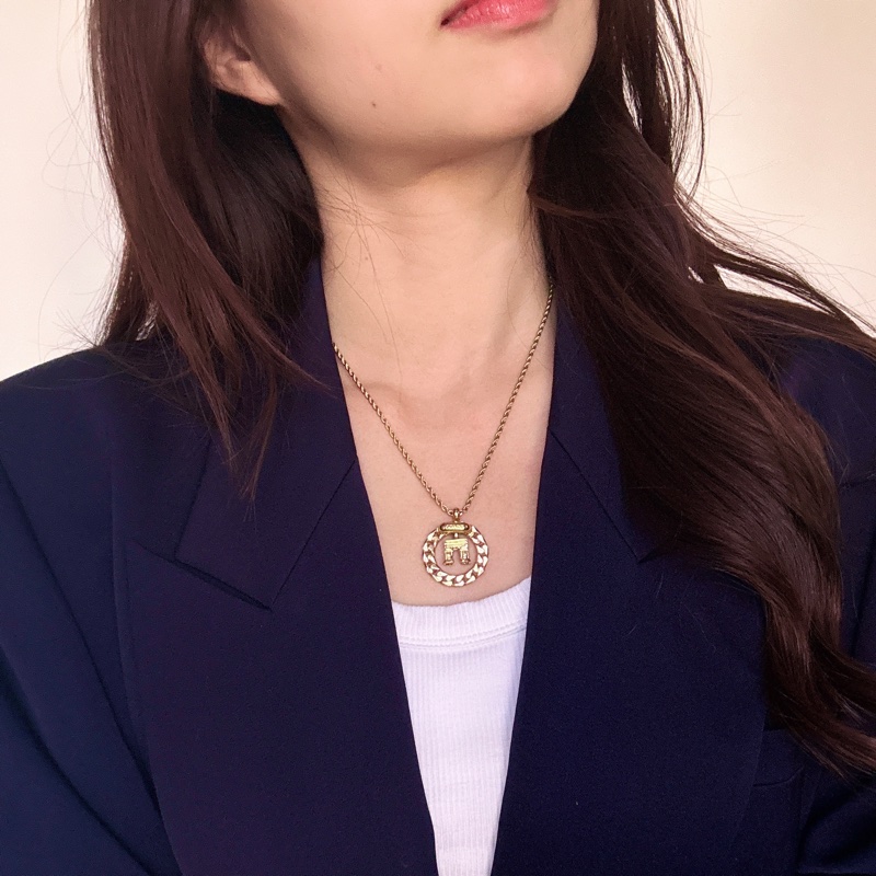 Celine 凱旋門立體吊墜 鍍金項鏈-3