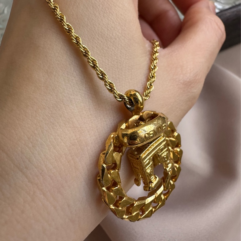 Celine 凱旋門立體吊墜 鍍金項鏈-8