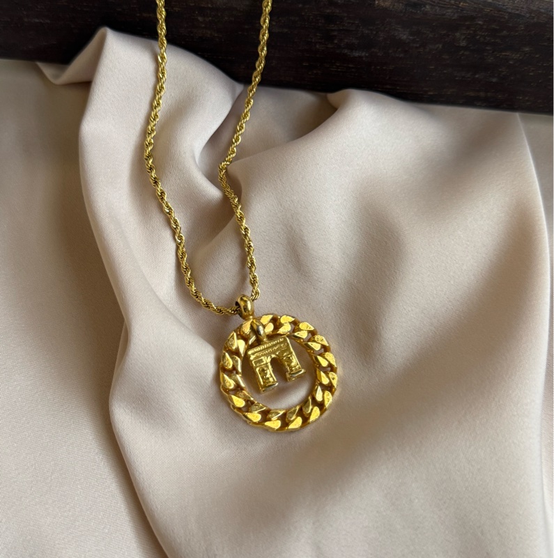 Celine 凱旋門立體吊墜 鍍金項鏈-13