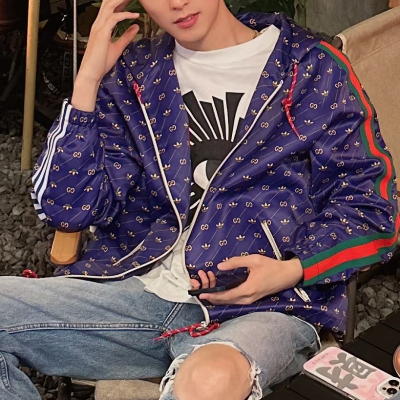 莉亞精品♡GuccixAdidas 聯名滿印外套 尺碼46 九新美品-6