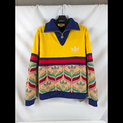 莉亞精品♡GuccixAdidas 聯名半拉拼接針織夾克 尺碼M 近新閒置
