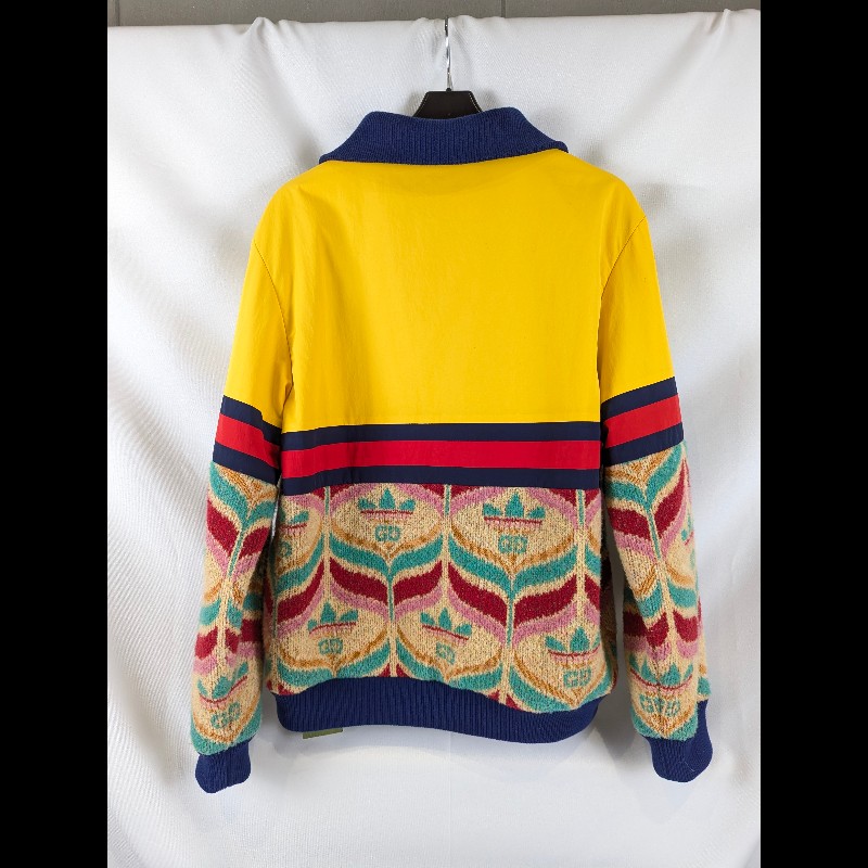 莉亞精品♡GuccixAdidas 聯名半拉拼接針織夾克 尺碼M 近新閒置-1
