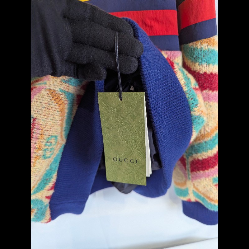 莉亞精品♡GuccixAdidas 聯名半拉拼接針織夾克 尺碼M 近新閒置-4