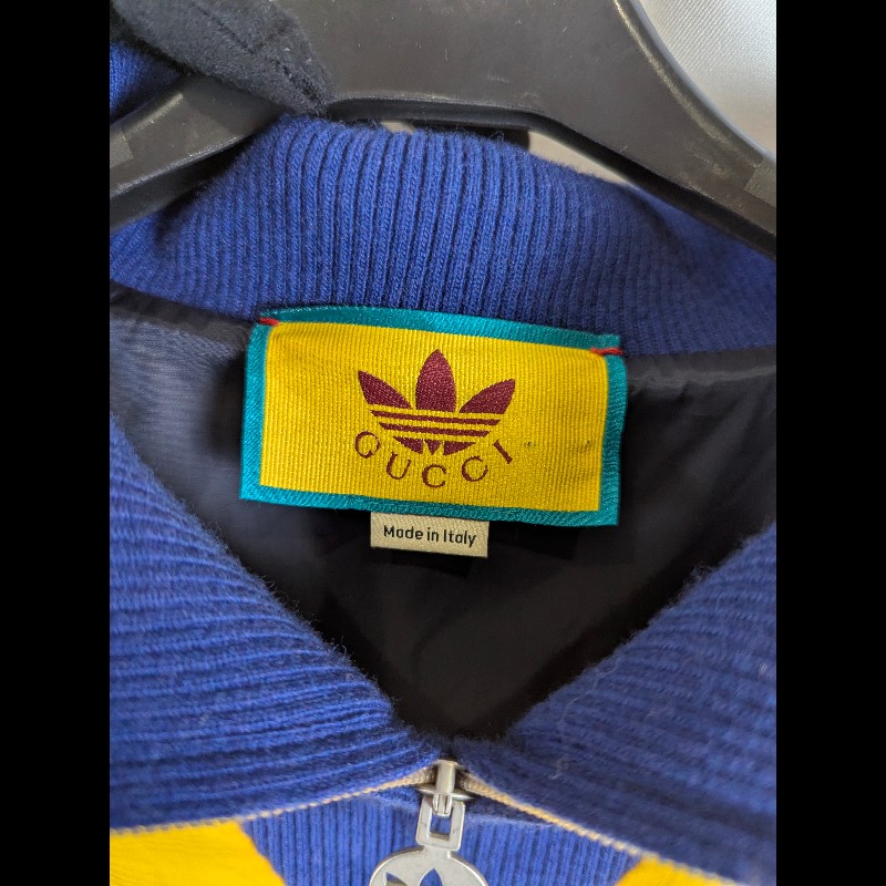莉亞精品♡GuccixAdidas 聯名半拉拼接針織夾克 尺碼M 近新閒置-5