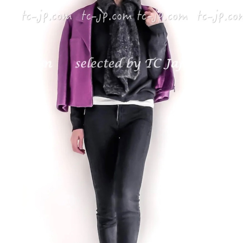 正品CHANEL香奈兒桃紅色亮眼簡約外套38號-1