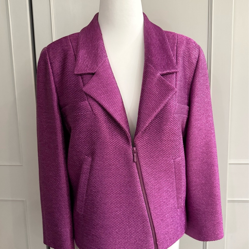 正品CHANEL香奈兒桃紅色亮眼簡約外套38號-2