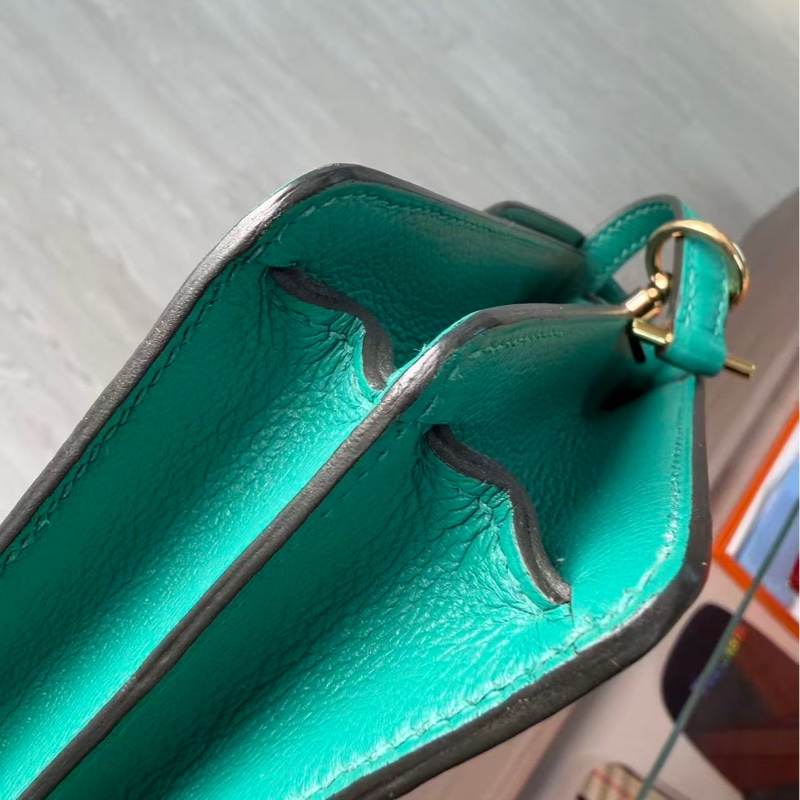 🌈Hermes💚Mini Roulis 19💚綠色金扣💚98新🌈evercolor皮🌟愛馬仕🌟-3
