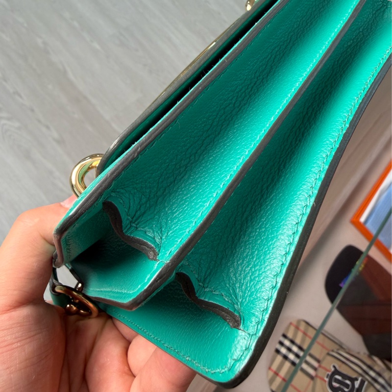 🌈Hermes💚Mini Roulis 19💚綠色金扣💚98新🌈evercolor皮🌟愛馬仕🌟-4