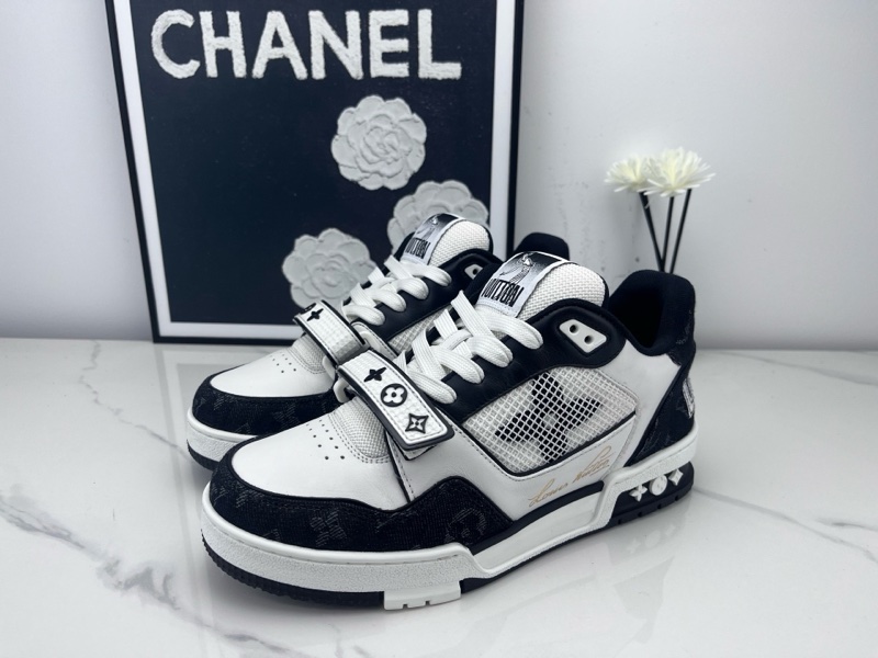 Louis vuitton路易威登 lv trainer黑白牛仔魔速貼 37碼-0