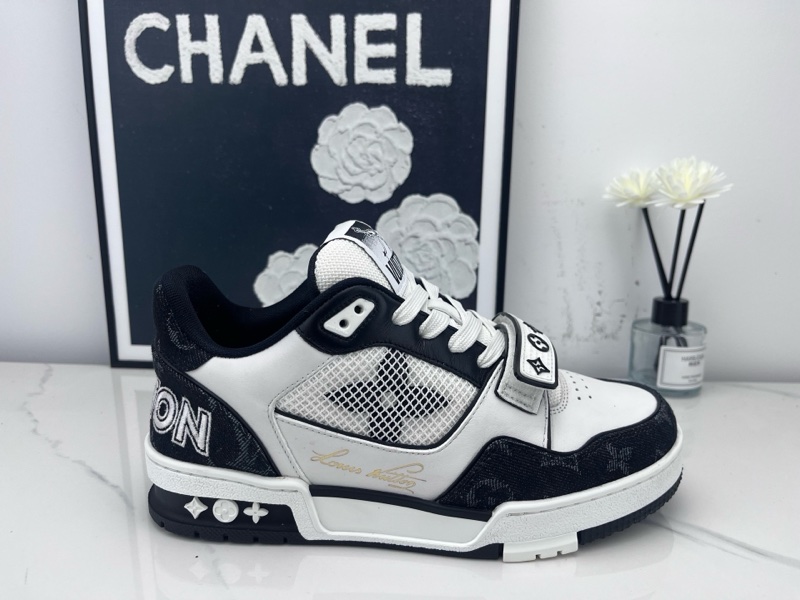 Louis vuitton路易威登 lv trainer黑白牛仔魔速貼 37碼-5