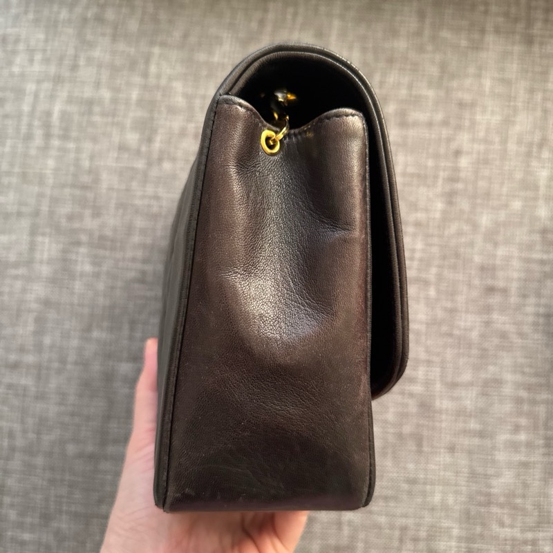 Chanel黑金黛妃包經典25~有卡+雷標~Vintage Diana-34