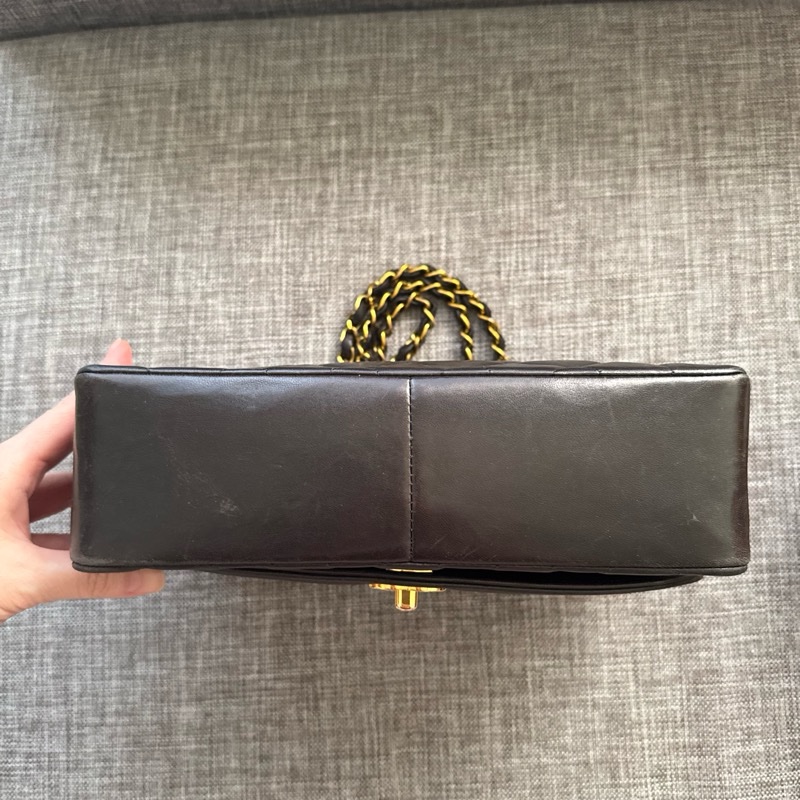 Chanel黑金黛妃包經典25~有卡+雷標~Vintage Diana-35