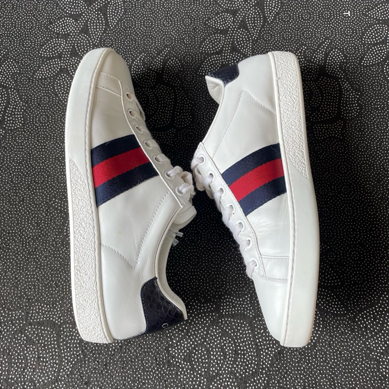 gucci紅藍織帶小白鞋36碼-16