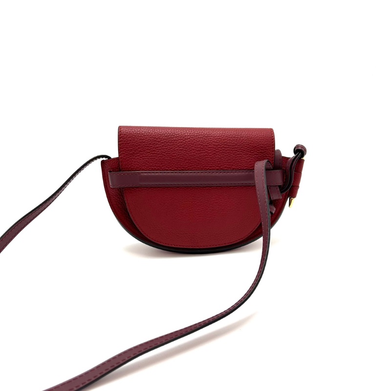 LOEWE gate酒紅色馬鞍mini肩背斜背包15*13*5 98新配件塵袋-6