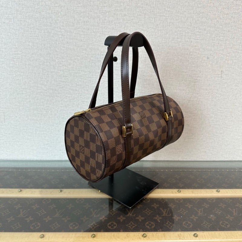 LV 中古巴比龍老花圓桶手提斜背包27*13*13 98新配件塵袋-2