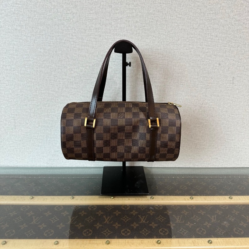 LV 中古巴比龍老花圓桶手提斜背包27*13*13 98新配件塵袋-6