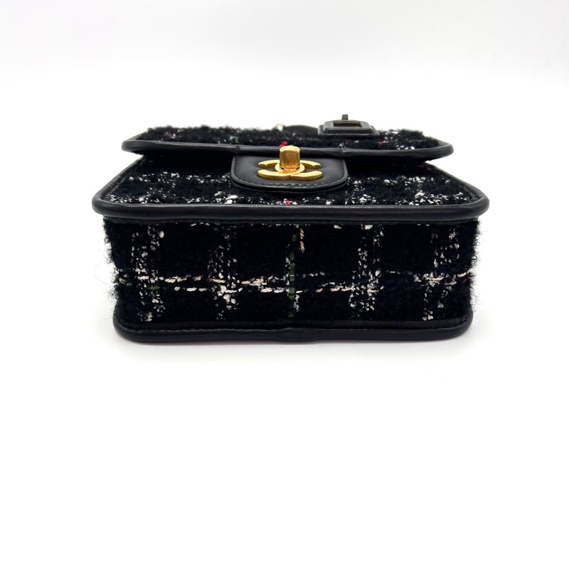 CHANEL 黑金22k毛呢手提肩背斜背豆腐包17*16*6.5 98新配件塵袋-4