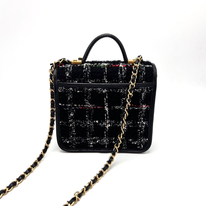 CHANEL 黑金22k毛呢手提肩背斜背豆腐包17*16*6.5 98新配件塵袋-6