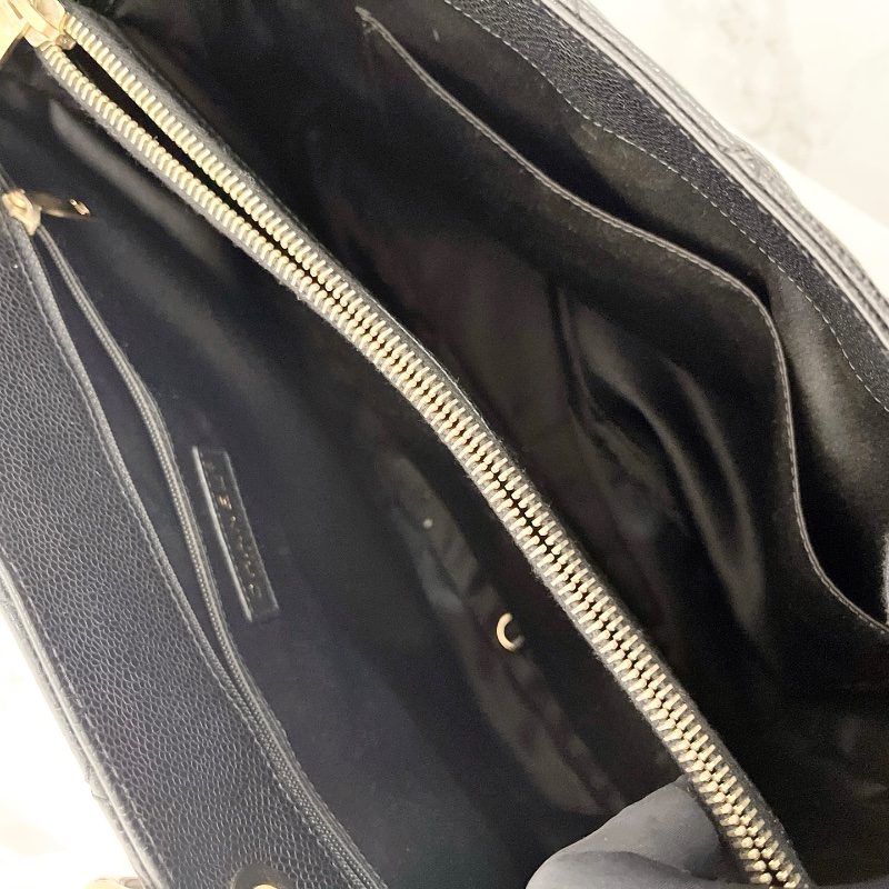 Chanel GST黑金荔枝紋牛皮托特包 34×24×12 98新配件塵袋-1