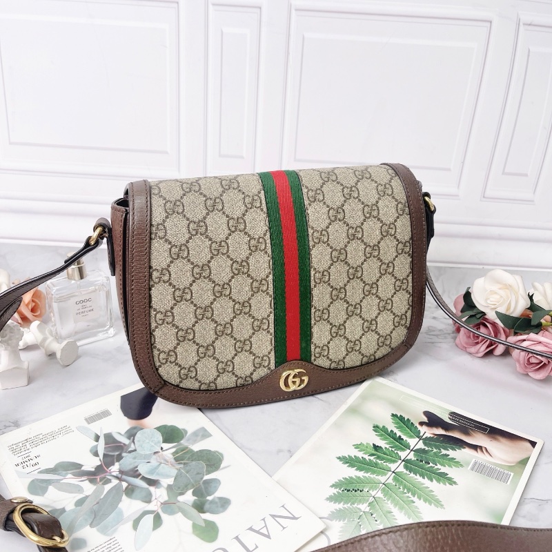 Gucci Ophidia系列翻蓋郵差馬蹄包25×18×8 98新配件塵袋-3