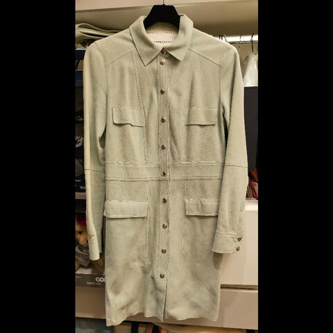 Longchamp 淺藍色麂皮長外套