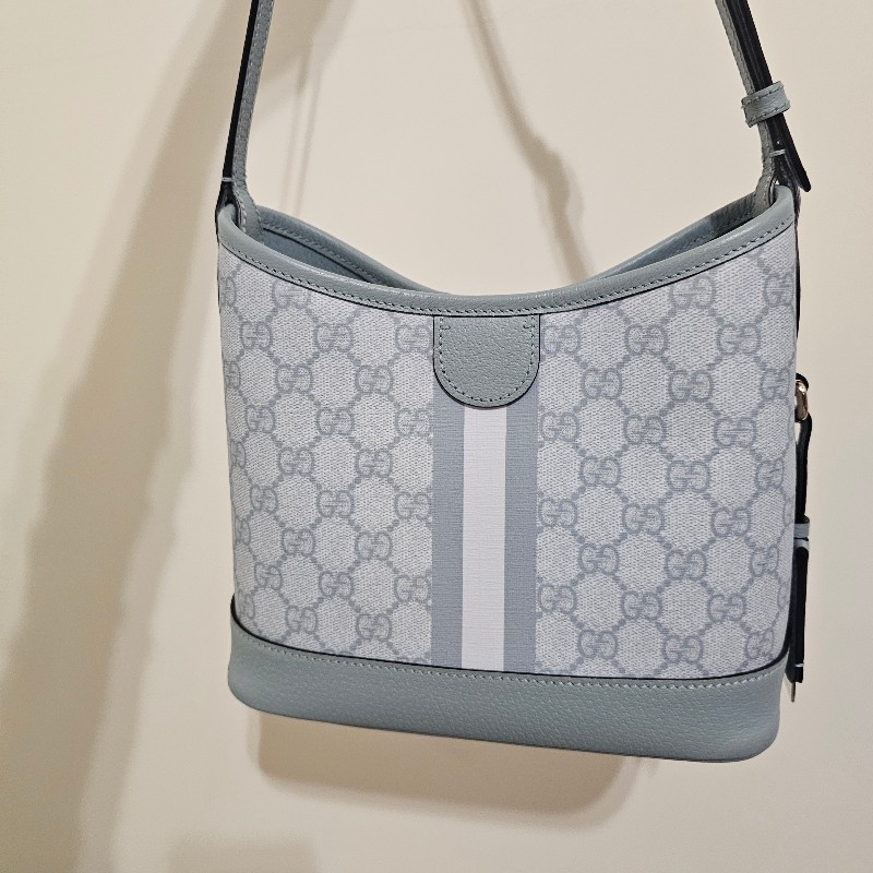 Gucci 古馳 藍綠色 防水拼皮 老花 新款 98新 ophidia hobo 腋下包
水桶包 肩背包-4
