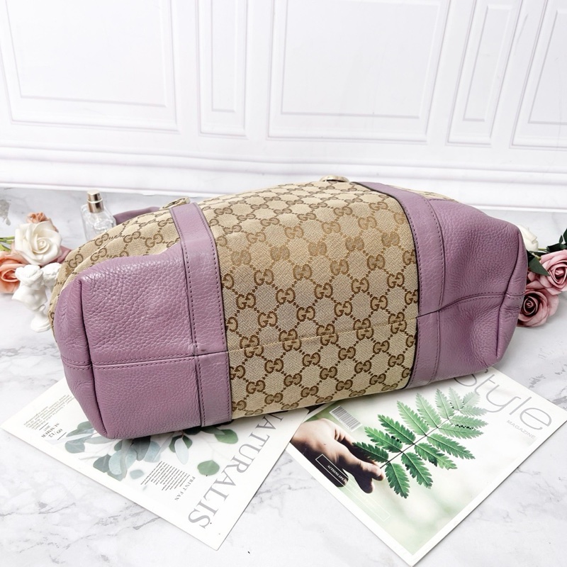 GUCCI 老花帆布拼皮托特35×24×13 98新配件塵袋-3