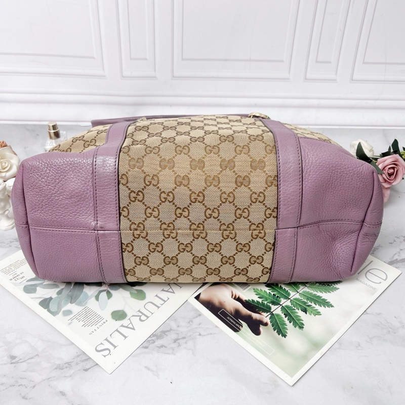 GUCCI 老花帆布拼皮托特35×24×13 98新配件塵袋-4