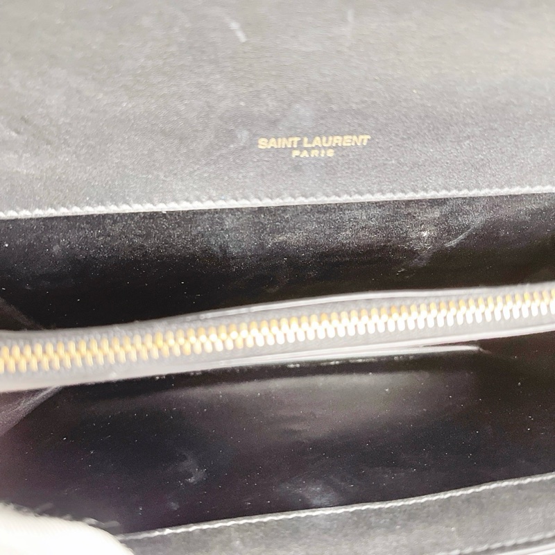 YSL GABY 黑色羊皮拼接漆皮肩背斜背包20*14.5*4.5 98新配件塵袋-2