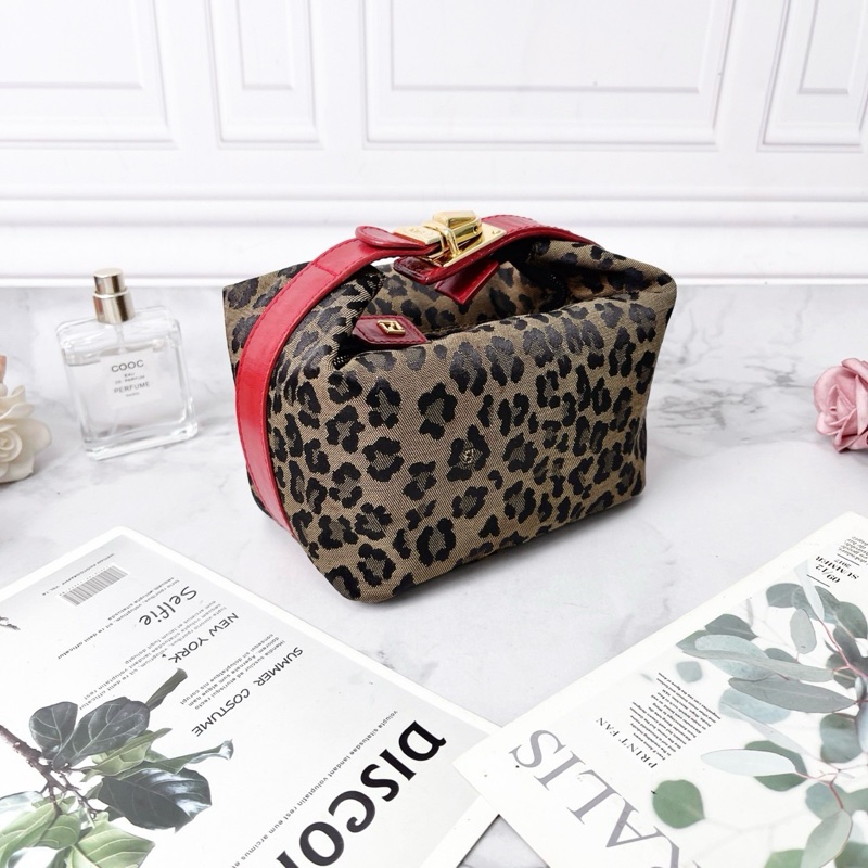 Fendi 稀有豹紋拼色mini便當包飯盒包 15×10×8cm 98新配件塵袋-3