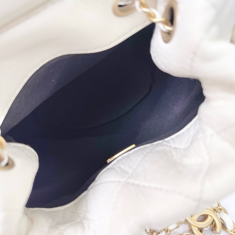 CHANEL 白色羊皮珍珠手提肩背包26*17*15 98新配件塵袋-2