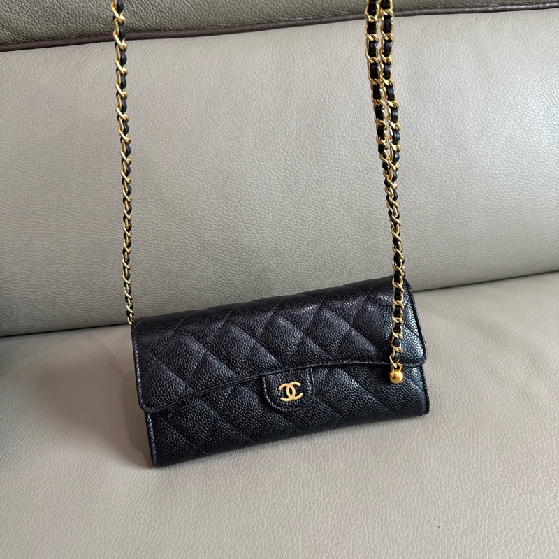 「M.Y精品」 Chanel 小香 荔枝牛皮 掀蓋長夾-1