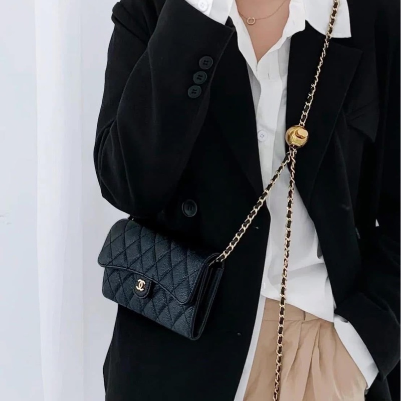 「M.Y精品」 Chanel 小香 荔枝牛皮 掀蓋長夾-2