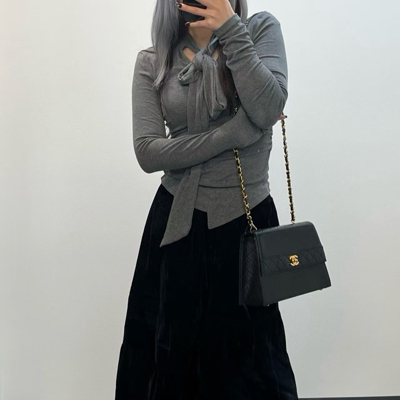 「JL精品代購」香奈兒中古黑金羊皮kelly型菱格紋鏈條包-2