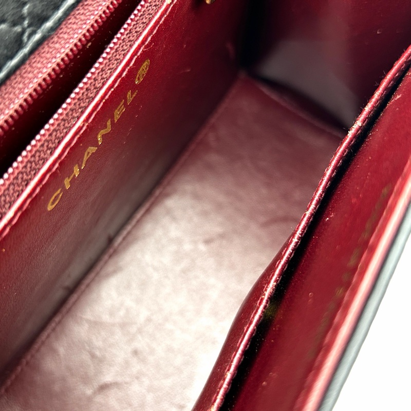 「JL精品代購」香奈兒中古黑金羊皮kelly型菱格紋鏈條包-16