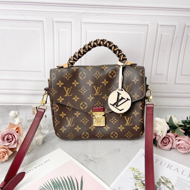 Lv 編織手柄老花郵差包24×19×8 98新配件塵袋-1