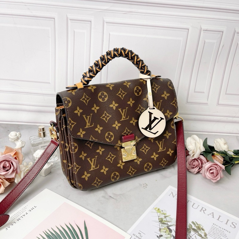 Lv 編織手柄老花郵差包24×19×8 98新配件塵袋-3